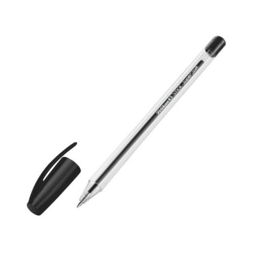 Pix cu bila Pelikan Stick Super Soft cu capac corp transparent negru