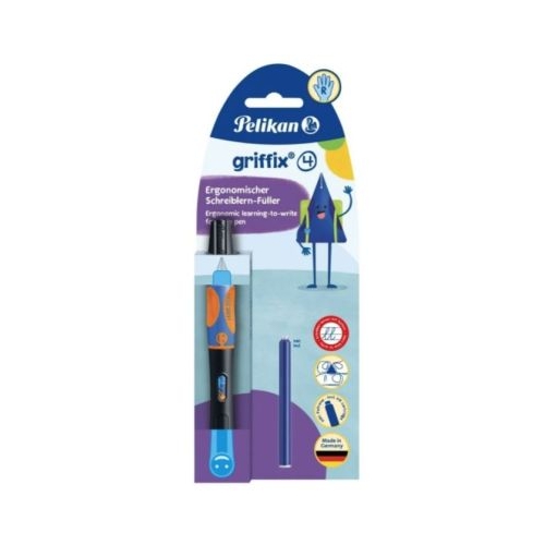 Stilou Graffix4 820349 varf M alimentare rezerve corp plastic 1 rezerve pentru dreptaci neon black blister Pelikan
