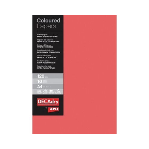 Hartie colorata A4 DECAdry 12171 120gmp rosu top 10 coli