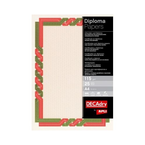 Hartie tip diploma A4 DECAdry Spiral OSD4057 115gmp rosu  verde set 25 coli