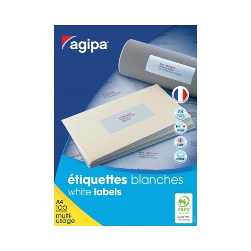 Etichete autocolante Agipa 101135119014 4A4 105x148. 5mm permanente colturi drepte alb top 100 coli 400 etichete