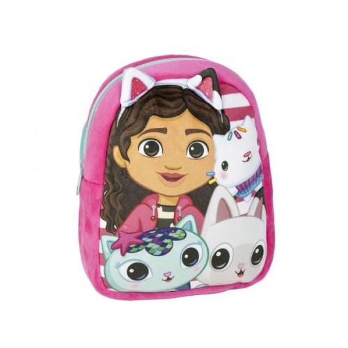 Ghiozdan gradinita mini Cerda Gabbys Dollhouse 22 cm 1 compartiment material catifelat roz 36898