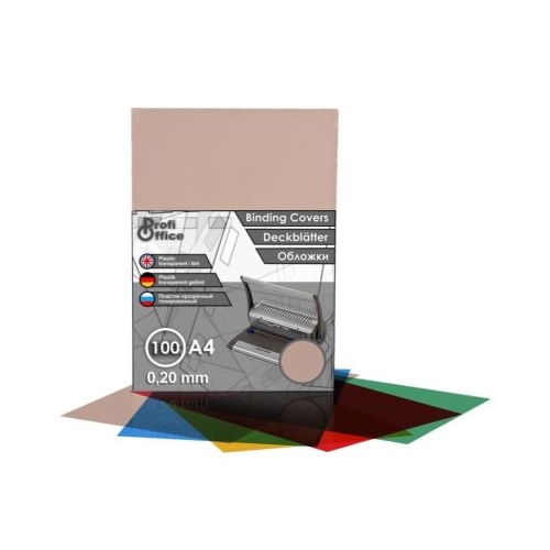 Coperta indosariere A4 ProfiOffice PVC fumuriu transparent 0. 20mm top cu 100 coli