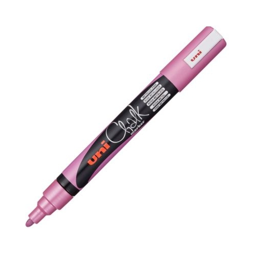 Marker cu creta UNI Chalk PWE-5M varf rotund 1. 8-2. 5mm Roz metalizat