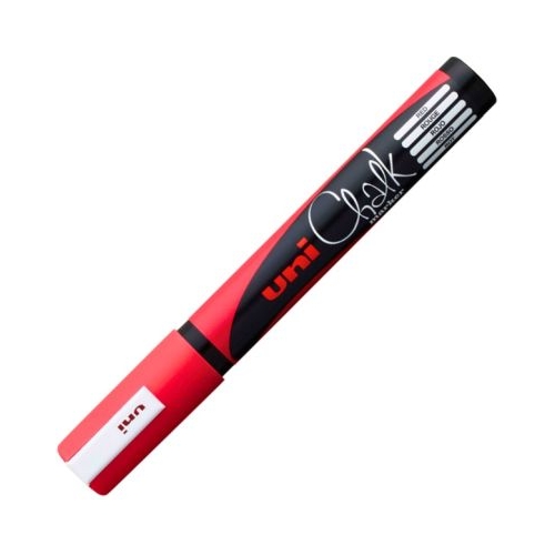 Marker cu creta UNI Chalk PWE-5M varf rotund 1. 8-2. 5mm Rosu fluorescent