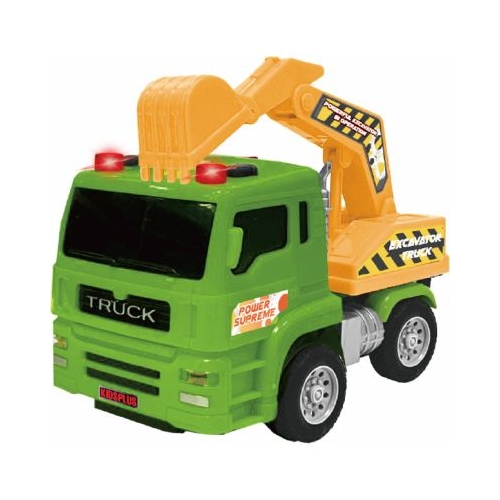 VEHICULE CU LUMINI SUNETE SI FRICTIUNE SCARA 1/24 15CM EXCAVATOR