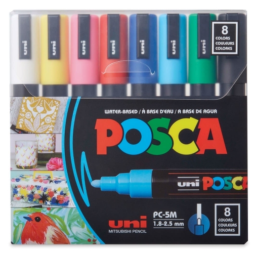 Marker UNI PC-5M 18-25 mm set 8 culori Posca