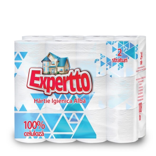 Expertto Hartie igienica alba, 24 role. Produse de igiena baie, Solutii de curatare baie