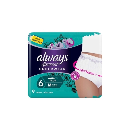 Always Discreet Chilot absorbant 360 FormFit marimea M, 6 picaturi, 9 buc
