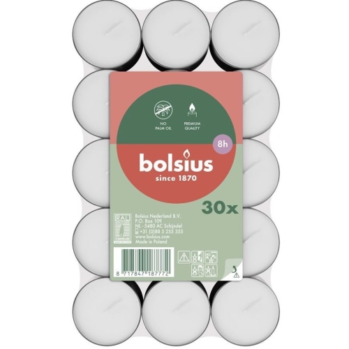 Lumânări pastilă Bolsius, 30 buc., timp ardere 8h 