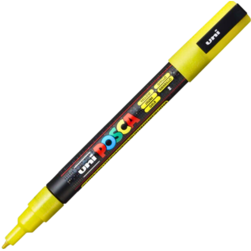 Marker UNI PC-3ML 0. 9-1. 3 mm cu sclipici galben Posca