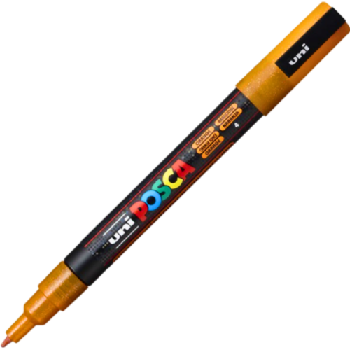 Marker UNI PC-3ML Posca 0. 9-1. 3 mm cu sclipici portocaliu Posca