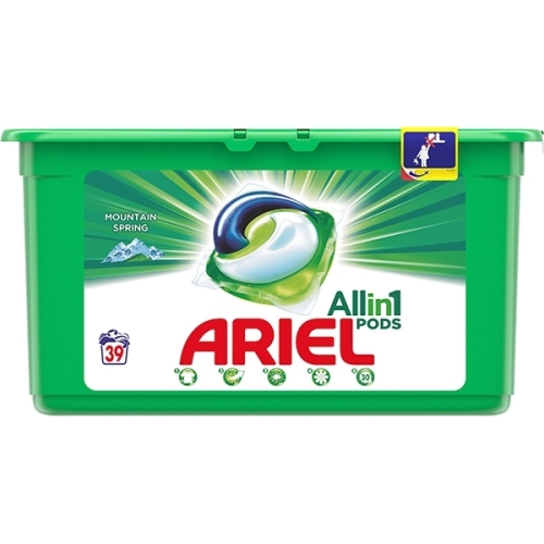 Ariel Detergent capsule pentru haine/rufe, Mountain Spring 3in1 Pods, 39 spalari