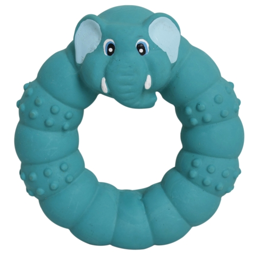 4DOG Jucarie latex pentru caini, Elefant turcoaz rotund small