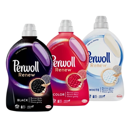 Pachet Perwoll 1x Renew Color&Fiber, 1x Renew White, 1x Renew Black, 2.7Lx 3 buc. 45 spalaripe grupdzc.ro✅. Descopera gama copleta de produse la oferte speciale✅!