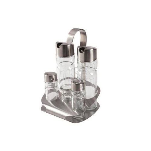 Oliviera, 5 piese, inox si sticla, dimensiuni 125x135mm