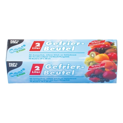 Set 90 pungi pentru congelare, grosime 35 microni, capacitate 2 litri