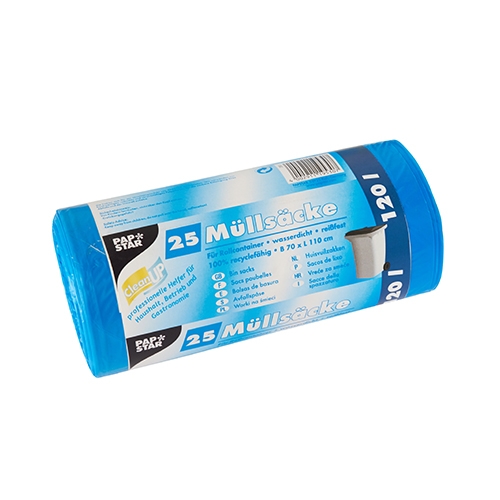 Set 25 saci menajeri, capacitate 120 litri, culoare albastra, dimensiuni 700x1100mm