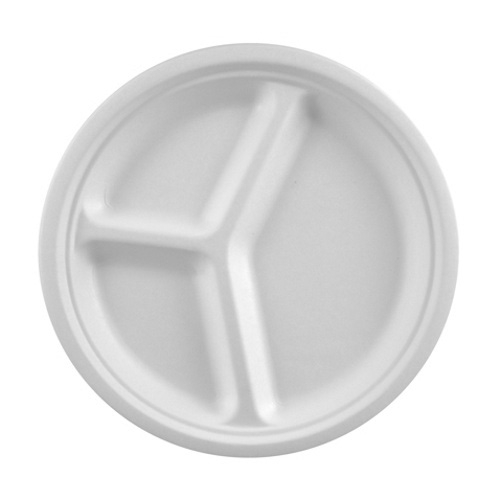 Set 50 farfurii intinse, diametru 260mm, alb, unica folosinta, fabricate din trestie de zahar
