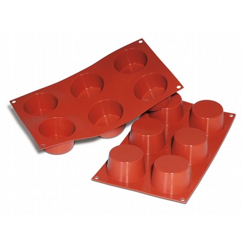 Forma din silicon pentru 6 forme rotunde, capacitate 6x119ml, silicon de culoare rosie, diametru forma 68mm