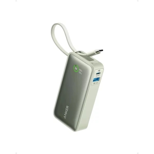 Acumulator extern Anker Nano 545, 10000 mAh, 30W, USB-C, USB-A, cablu USB-C incorporat, Verde