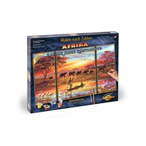 Kit pictura pe numere Africa un continent magic, 3 tablouri, Schipper