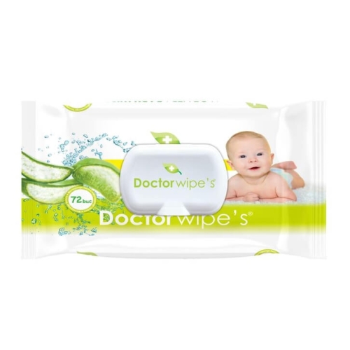 Doctor wipe's Servetele umede bebelusi cu extract Aloe vera, 72 buc