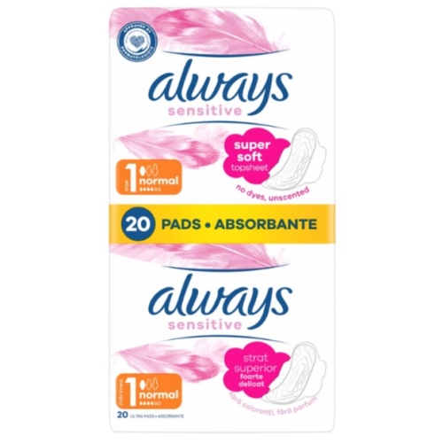 Always absorbante igienice Sensitive Duo Normal marime 1, 20 buc