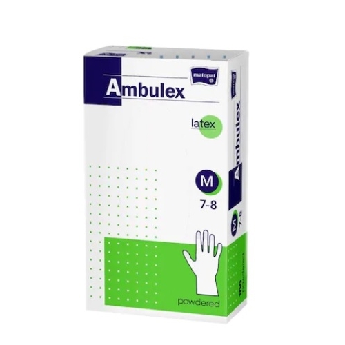 Ambulex Manusi de unica folosinta Latex pudrate Marimea M, 100 buc