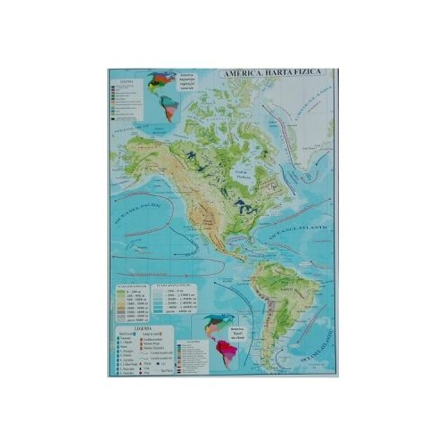 America - Harta Fizica si Harta Politica A3, editura Carta Atlas