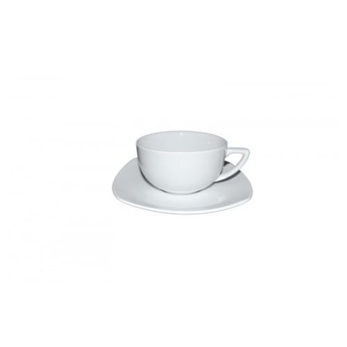 Ceasca ceai si farfurie patrata, capacitate 200ml,  portelan alb