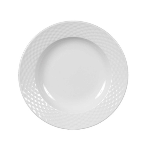 Farfurie adanca, model impletitura, portelan alb