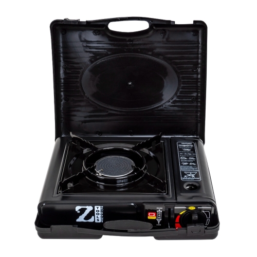 Aragaz camping, dubla alimentare butelie spray sau gaz,negru, Z-TOOLS 