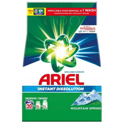 Ariel Detergent pudra pentru haine/rufe, Mountain Spring, 20 spalari, 2 kg