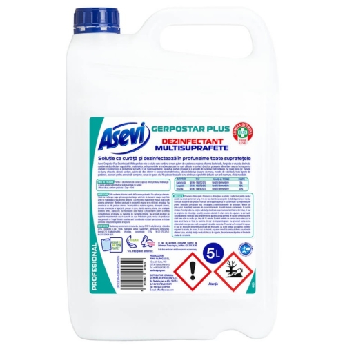 Dezinfectant multisuprafete concentrat Asevi Profesional Gerpostar 5 l