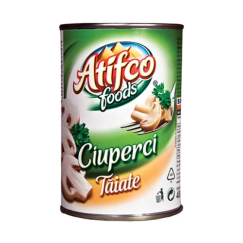 Atifco Foods ciuperci taiate, 400 gpe grupdzc.ro✅. Descopera gama copleta de produse la oferte speciale✅!