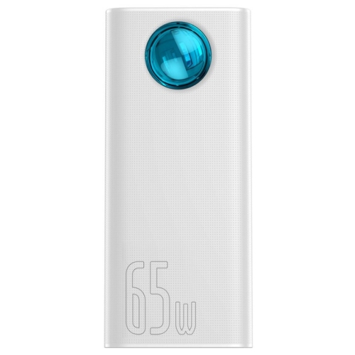 Baterie externa Baseus Amblight Digital Display, 30.000 mAh, Incarcare rapida, cablu USB-C la USB-C inclus Alb