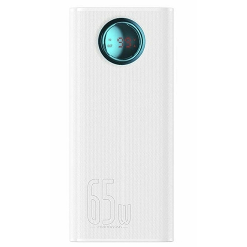 Baterie externa Baseus Amblight Digital Display, 26.800 mAh, Incarcare rapida, 65W, cablu USB-C la USB-C inclus Alb