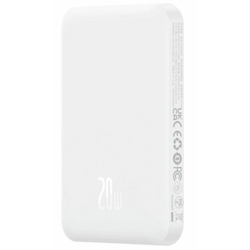 Baterie externa Baseus Magnetic Mini Wireless, 5000 mAh, Incarcare rapida, 20W, cablu USB-C inclus Alb
