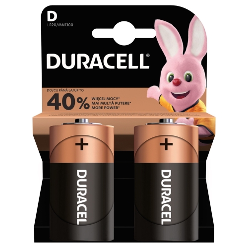 Baterii alcaline, 2 buc, Duracell - Basic D cu voltaj de 1,5 volti