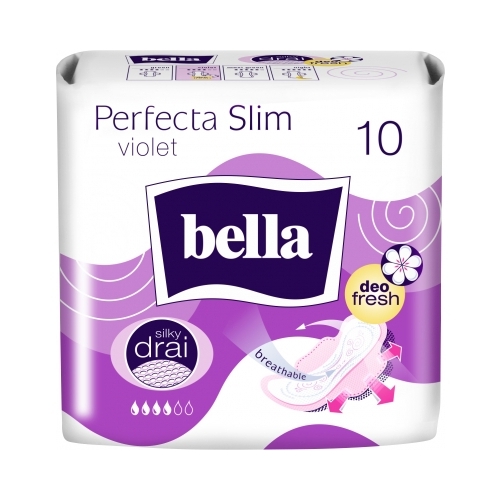 Bella Absorbante Perfecta Slim Silky Drai Violet, 10 bucati. Produs de igiena personala