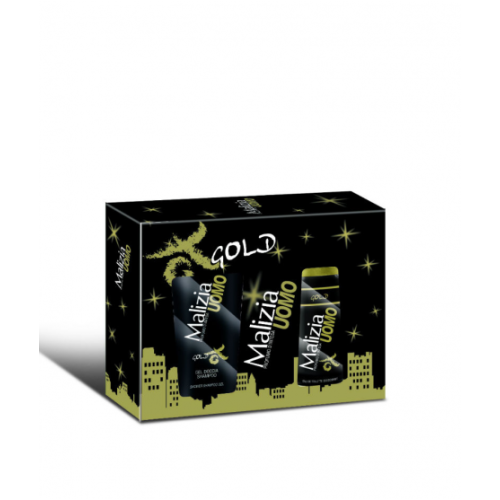 Set cadou Deodorant 150ml si dus gel 250 ml, Malizia Uomo Gold