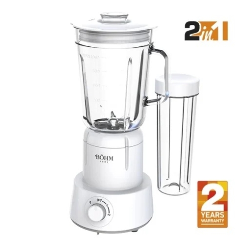 Blender 2 în 1 cu cupe din plastic si sticla, 350 W, Material Fara BPA, BÖHM BM5010