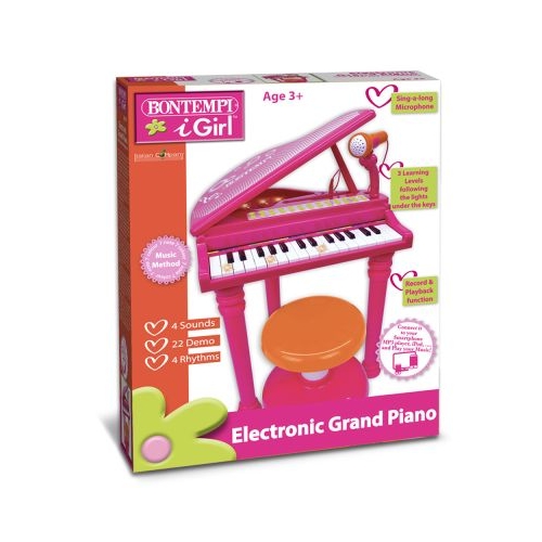 Pian Electronic roz cu scaun si microfon, Bontempi