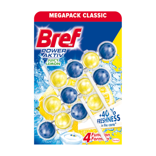 Bref Odorizant toaleta Power Aktiv Lemon  3x50 g. Produs de igienizare baie