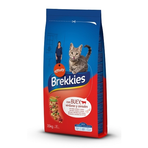 Hrana uscata pentru pisici, 15 kg, cu vita, legume si cereale, Brekkies Excel Cat Mix