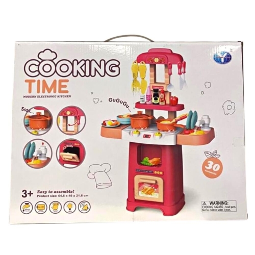 Bucatarie copii, cu 29 Accesorii si robinet functional, 64.5x46x21.6 cm, Cook Fun