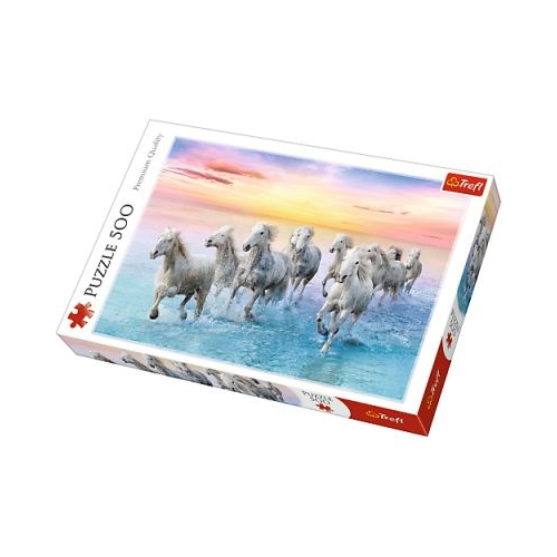 Puzzle cai albi galopand, 500 piese Trefl