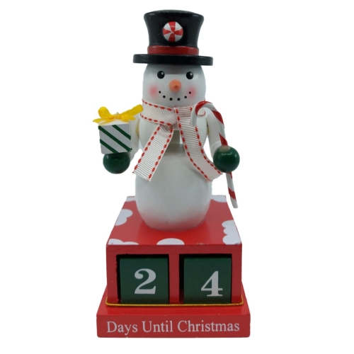 Figurina lemn cu calendar om de zapada