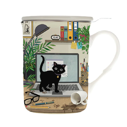 Cana cu capac si sita portelan Tisaniere Droite 380 ml Portelan Multicolor Kiub